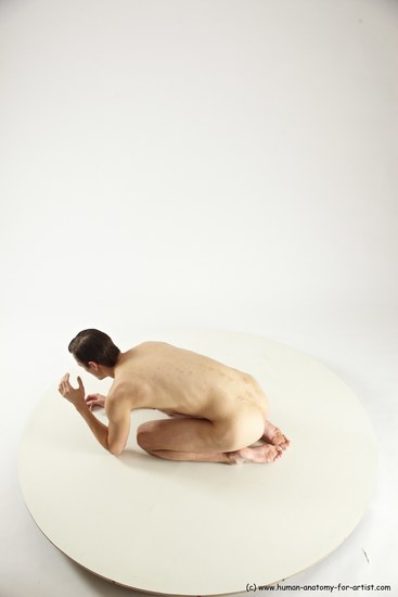 Nude Man White Athletic Short Brown Sitting poses - ALL Sitting poses - on knees Multi angles poses Realistic