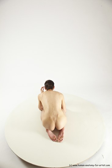 Nude Man White Athletic Short Brown Sitting poses - ALL Sitting poses - on knees Multi angles poses Realistic