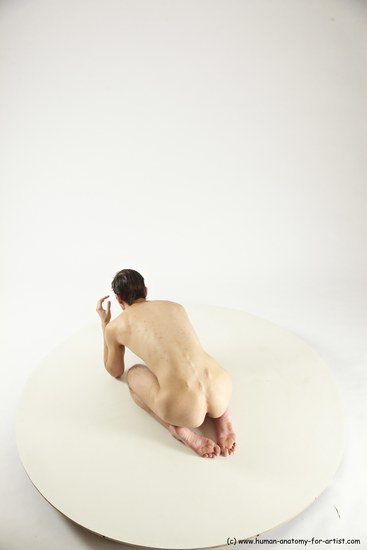 Nude Man White Athletic Short Brown Sitting poses - ALL Sitting poses - on knees Multi angles poses Realistic