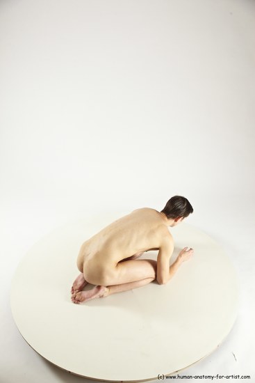 Nude Man White Athletic Short Brown Sitting poses - ALL Sitting poses - on knees Multi angles poses Realistic