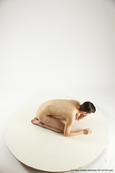 Nude Man White Athletic Short Brown Sitting poses - ALL Sitting poses - on knees Multi angles poses Realistic