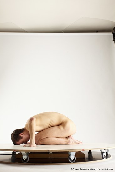 Nude Man White Athletic Short Brown Sitting poses - ALL Sitting poses - on knees Multi angles poses Realistic