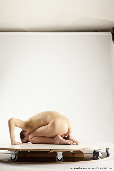 Nude Man White Athletic Short Brown Sitting poses - ALL Sitting poses - on knees Multi angles poses Realistic