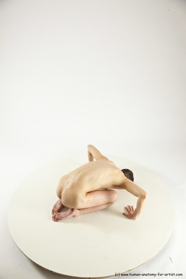 Nude Man White Athletic Short Brown Sitting poses - ALL Sitting poses - on knees Multi angles poses Realistic