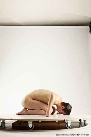 Nude Man White Athletic Short Brown Sitting poses - ALL Sitting poses - on knees Multi angles poses Realistic