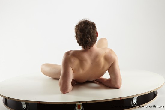 Nude Man White Sitting poses - simple Muscular Short Brown Sitting poses - ALL Realistic