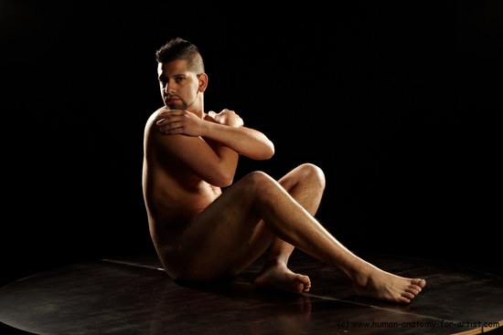 Nude Man Another Sitting poses - simple Average Short Brown Sitting poses - ALL Realistic