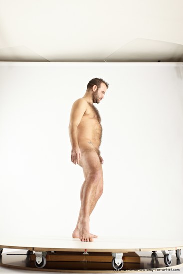 Nude Man White Standing poses - ALL Average Short Brown Standing poses - simple Multi angles poses Realistic