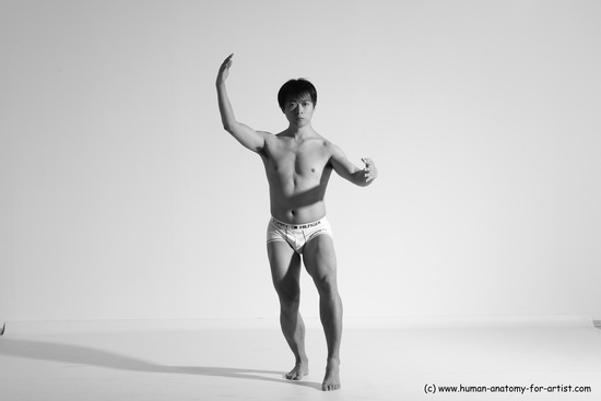 Underwear Martial art Man Asian Moving poses Average Short Black Dynamic poses Academic