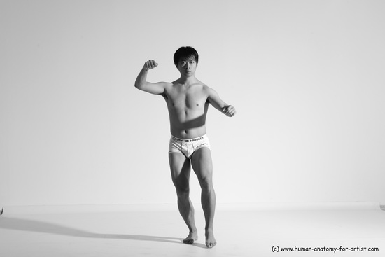 Underwear Martial art Man Asian Moving poses Average Short Black Dynamic poses Academic