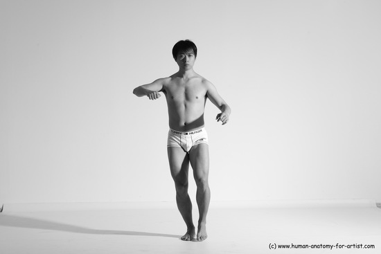 Underwear Martial art Man Asian Moving poses Average Short Black Dynamic poses Academic