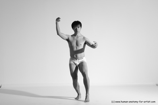 Underwear Martial art Man Asian Moving poses Average Short Black Dynamic poses Academic