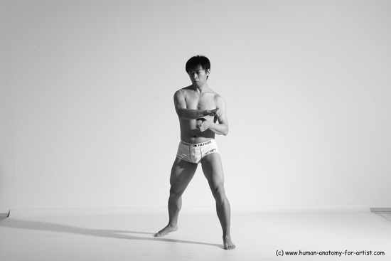 Underwear Martial art Man Asian Moving poses Average Short Black Dynamic poses Academic