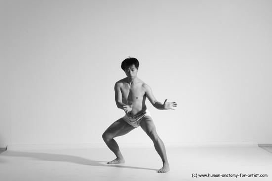 Underwear Martial art Man Asian Moving poses Average Short Black Dynamic poses Academic