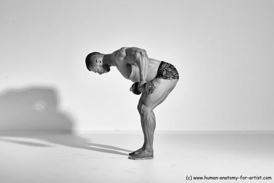 Underwear Gymnastic poses Man White Standing poses - ALL Muscular Short Brown Standing poses - simple Dynamic poses Academic