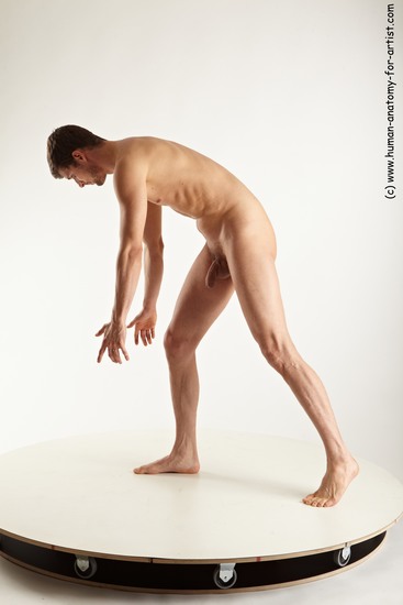 Nude Man White Standing poses - ALL Slim Short Brown Standing poses - simple Realistic