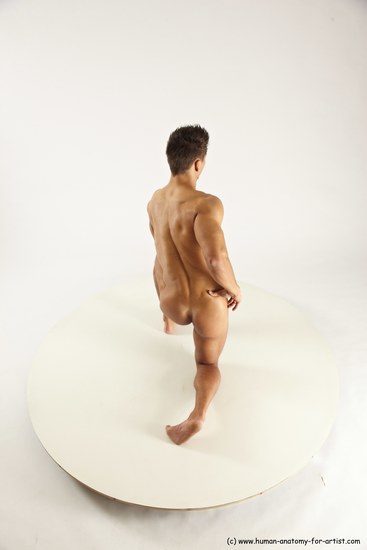 Nude Man White Kneeling poses - ALL Muscular Short Brown Kneeling poses - on one knee Multi angles poses Realistic