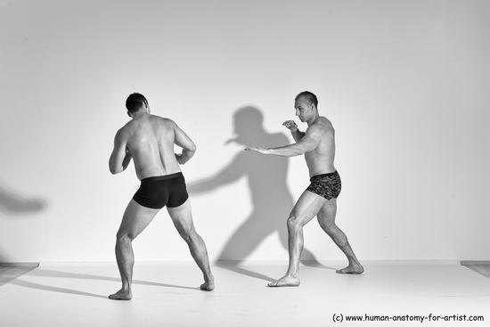 Underwear Fighting Man - Man White Moving poses Muscular Short Brown Dynamic poses Academic