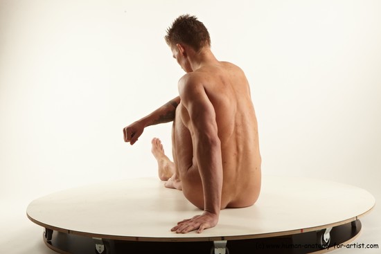 Nude Man White Sitting poses - simple Athletic Short Brown Sitting poses - ALL Realistic