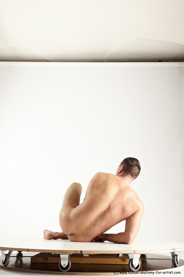 Nude Man White Laying poses - ALL Muscular Short Brown Laying poses - on side Multi angles poses Realistic