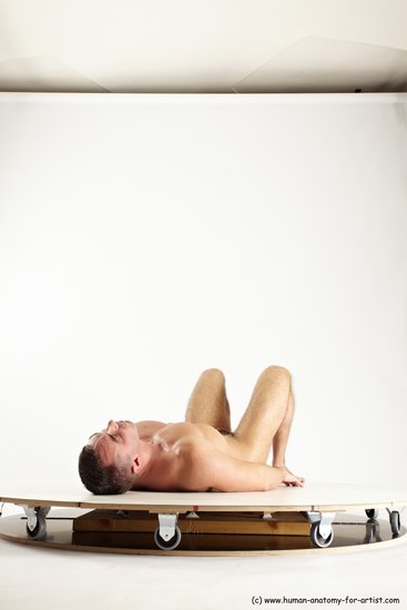 Nude Man White Laying poses - ALL Muscular Short Brown Laying poses - on back Multi angles poses Realistic