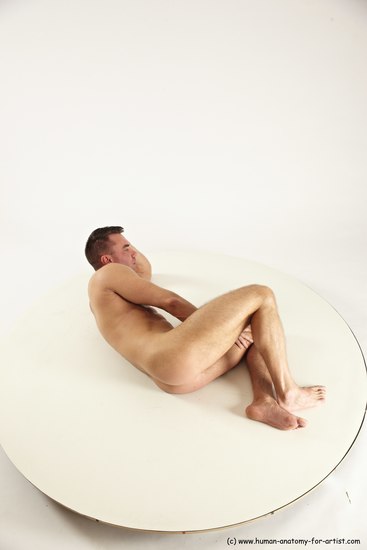 Nude Man White Laying poses - ALL Muscular Short Brown Laying poses - on side Multi angles poses Realistic