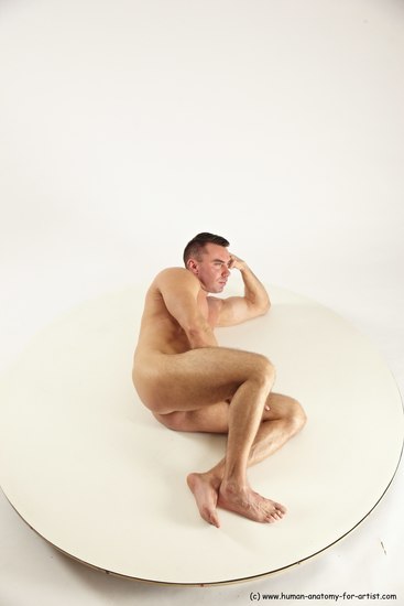 Nude Man White Laying poses - ALL Muscular Short Brown Laying poses - on side Multi angles poses Realistic