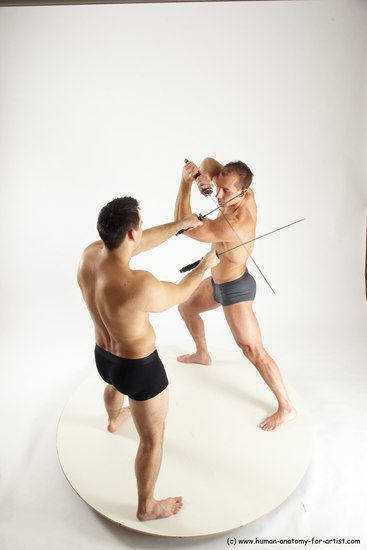 Underwear Fighting with sword Man - Man White Standing poses - ALL Muscular Short Brown Standing poses - simple Multi angles poses Academic