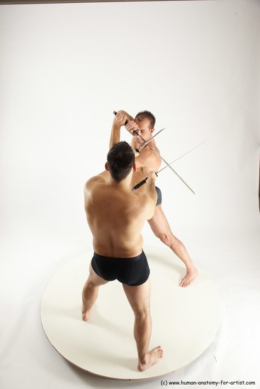 Underwear Fighting with sword Man - Man White Standing poses - ALL Muscular Short Brown Standing poses - simple Multi angles poses Academic