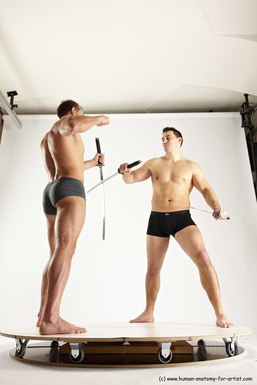 Underwear Fighting with sword Man - Man White Standing poses - ALL Muscular Short Brown Standing poses - simple Multi angles poses Academic