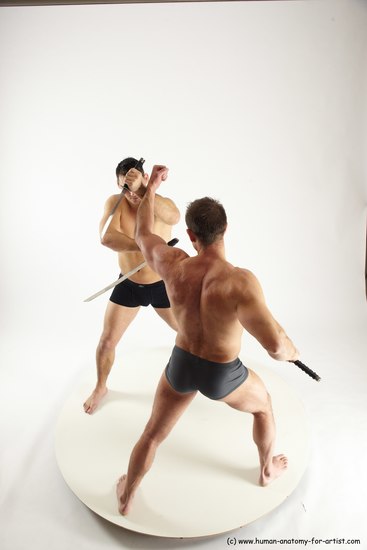 Underwear Fighting with sword Man - Man White Standing poses - ALL Muscular Short Brown Standing poses - simple Multi angles poses Academic