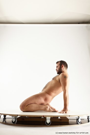 Nude Man White Average Short Brown Sitting poses - ALL Sitting poses - on knees Multi angles poses Realistic