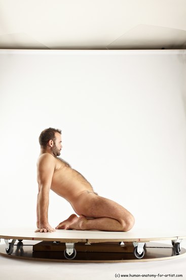 Nude Man White Average Short Brown Sitting poses - ALL Sitting poses - on knees Multi angles poses Realistic