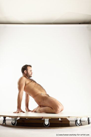 Nude Man White Average Short Brown Sitting poses - ALL Sitting poses - on knees Multi angles poses Realistic