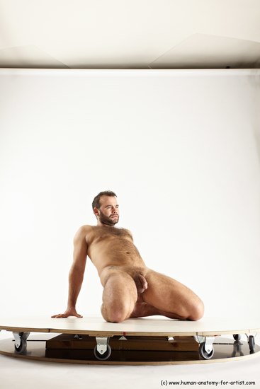 Nude Man White Average Short Brown Sitting poses - ALL Sitting poses - on knees Multi angles poses Realistic