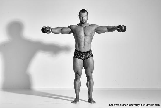 Underwear Gymnastic poses Man White Standing poses - ALL Muscular Short Brown Standing poses - simple Dynamic poses Academic