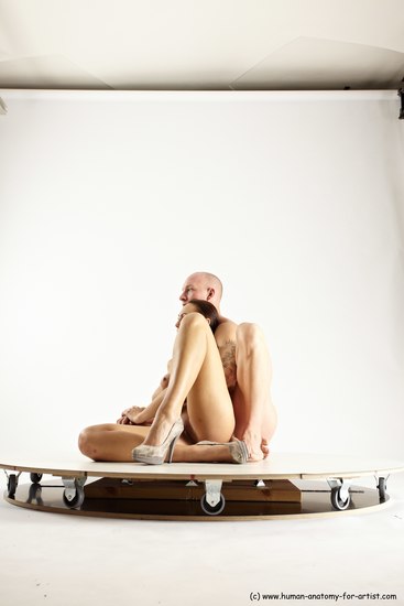 Nude Woman - Man White Sitting poses - simple Slim Bald Sitting poses - ALL Multi angles poses Realistic