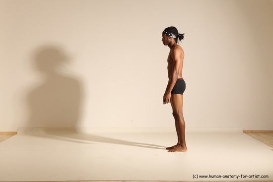 Underwear Gymnastic poses Man Black Athletic Black Dancing Dreadlocks Dynamic poses Academic