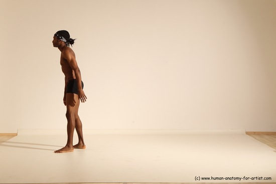 Underwear Gymnastic poses Man Black Athletic Black Dancing Dreadlocks Dynamic poses Academic