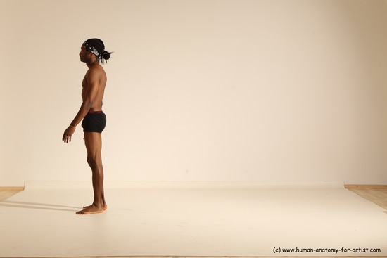 Underwear Gymnastic poses Man Black Athletic Black Dancing Dreadlocks Dynamic poses Academic