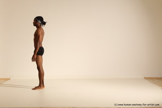 Underwear Gymnastic poses Man Black Athletic Black Dancing Dreadlocks Dynamic poses Academic