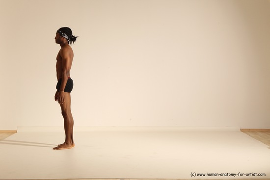 Underwear Gymnastic poses Man Black Athletic Black Dancing Dreadlocks Dynamic poses Academic