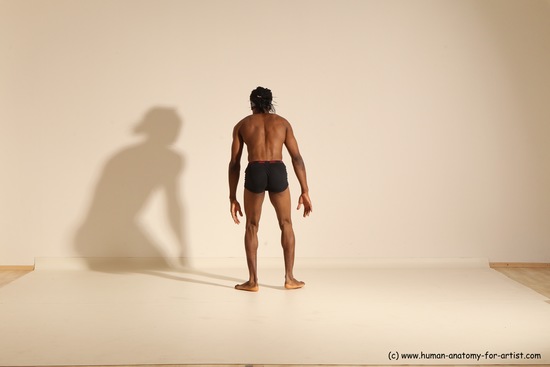 Underwear Gymnastic poses Man Black Athletic Black Dancing Dreadlocks Dynamic poses Academic