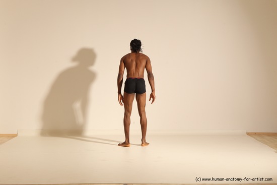 Underwear Gymnastic poses Man Black Athletic Black Dancing Dreadlocks Dynamic poses Academic