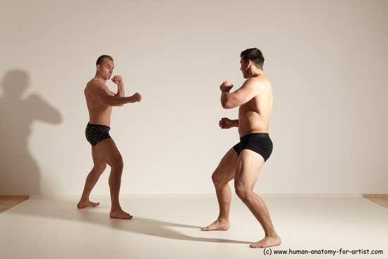 Underwear Fighting Man - Man White Moving poses Muscular Short Brown Dynamic poses Academic