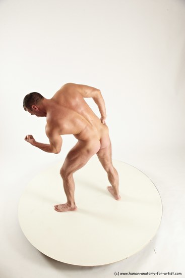 Nude Man White Standing poses - ALL Muscular Short Brown Standing poses - simple Multi angles poses Realistic