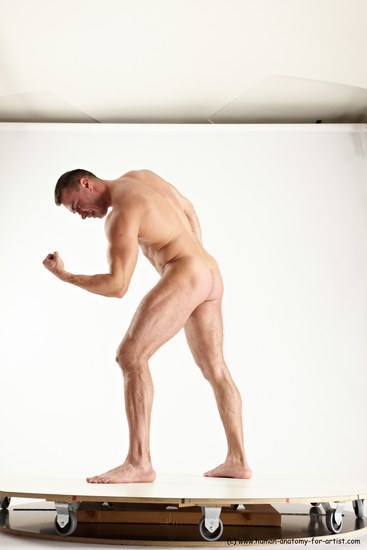 Nude Man White Standing poses - ALL Muscular Short Brown Standing poses - simple Multi angles poses Realistic