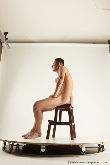 Nude Man White Sitting poses - simple Slim Short Brown Sitting poses - ALL Multi angles poses Realistic