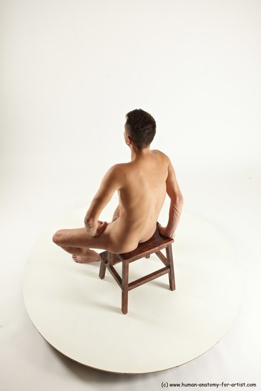 Nude Man White Sitting poses - simple Slim Short Brown Sitting poses - ALL Multi angles poses Realistic