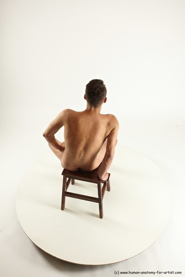 Nude Man White Sitting poses - simple Slim Short Brown Sitting poses - ALL Multi angles poses Realistic